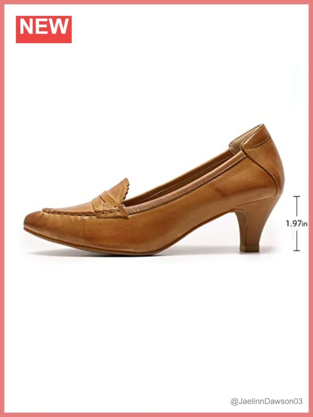 Women's Leather Mid Heel Pumps Pointed Toe Office Heels